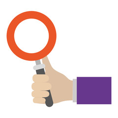 colorful silhouette of hand holding magnifying glass