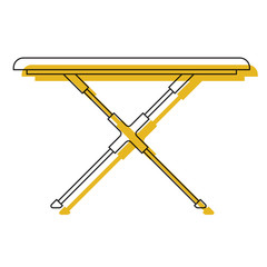 yellow watercolor silhouette of ironing board