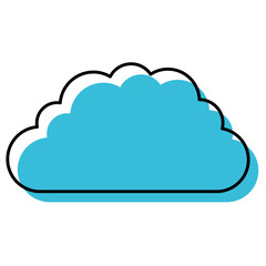 blue watercolor silhouette of cloud service icon in closeup