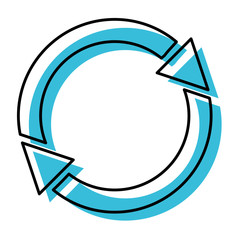 blue watercolor silhouette of refresh or reload icon
