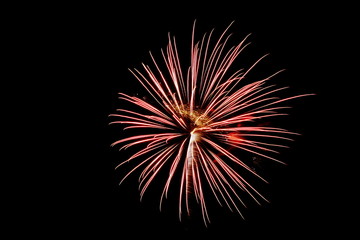 花火のアップ　赤色