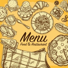 menu fastfood restaurant template design hand drawing graphic
