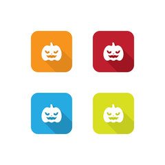 Colorful Flat Pumpkin Icons With Long Shadow