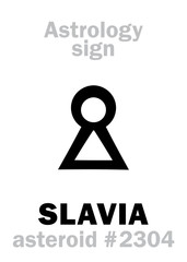 Astrology Alphabet: SLAVIA, asteroid #2304. Hieroglyphics character sign (single symbol).