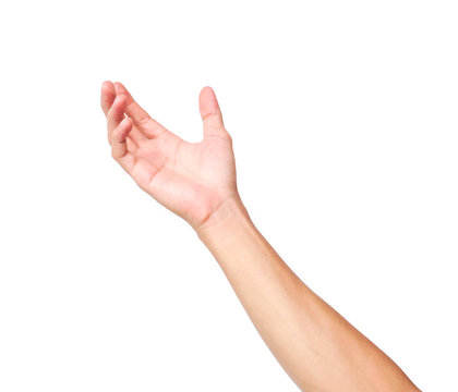 Empty man hand praying on white background