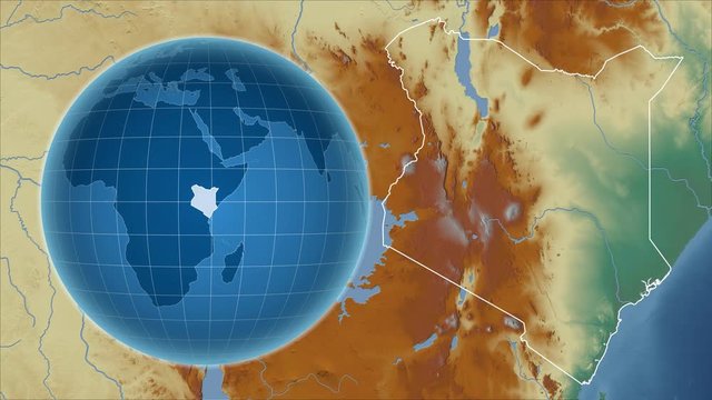 Kenya and Globe. Relief