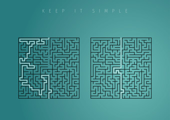 Keep it simple business concept for marketing, creativity, project management. Brilliant meaning solution with simple flow.