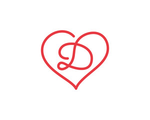 Letter D and heart logo 1