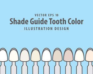 Shade Guide Tooth Color illustration vector on blue background. Dental concept.