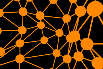 orange Molecular geometric chaos abstract structure. Science technology network connection hi-tech background