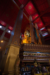 Naklejka premium A very beautiful seated Buddha image.The image is regarded as the one of largest molded metal Buddha images in Wat Tonson