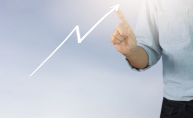  Businessman plan growth and increase of chart positive indicators in his business