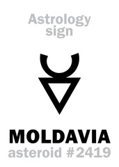 Astrology Alphabet: MOLDAVIA, asteroid #2419. Hieroglyphics character sign (single symbol).