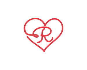 Letter R and heart logo 1
