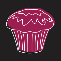 Cupcake bakery product in doodle style icons vector illustration for design