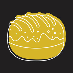 Roll bakery product in doodle style icons vector illustration for design and web