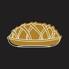 Pie bakery product in doodle style icons vector illustration for design and web