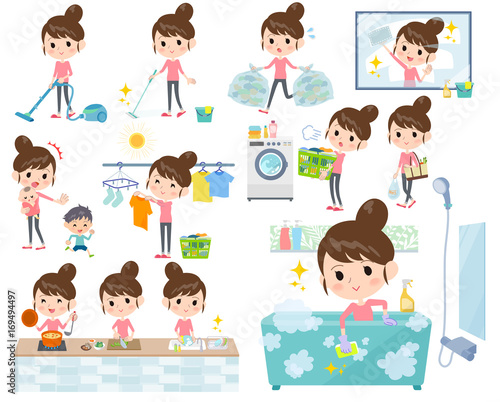 Bun hair mom Pants style_housekeeping