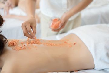 Obraz na płótnie Canvas Wellness - woman getting massage in Spa.