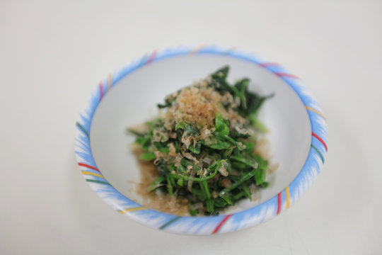 top view dish of cooked vegetables