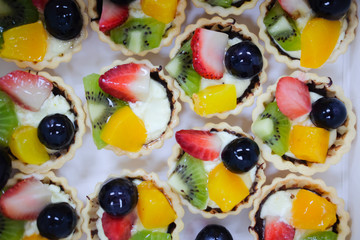 Mixed fruit tart (strawberry, kiwi ,orange and grape)