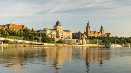 Naklejka na ściany i meble Panorama of the historic part of Szczecin, Poland