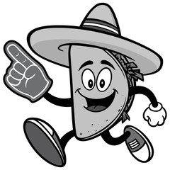 Taco Running with Foam Finger Illustration