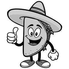 Taco with Thumbs Up Illustration