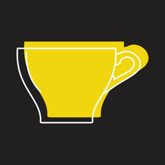 Yellow cup in doodle style icons vector illustration for design and web isolated