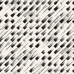 Vector seamless pattern with brush stripes and strokes. Black and white background with ink elements. Hand painted grunge texture.