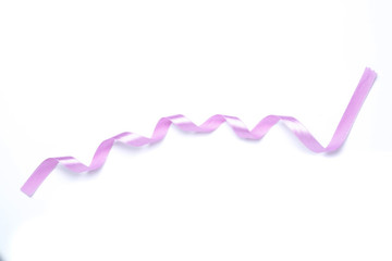Pink ribbon twist spiral isolated on white background.