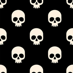 Seamless pattern with white skulls. Vector illustration