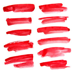 Set of red ink on white background