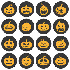 halloween pumpkins icons set, vector illustration for web