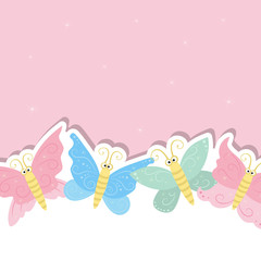 Fototapeta na wymiar Greeting card with cute butterflies.