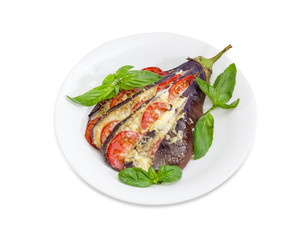 Eggplant stuffed with vegetables and cheese