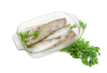 Carcasses of the notothenia fish prepared for baking