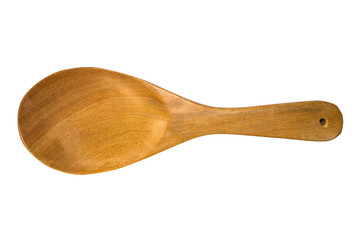 Wooden spoon on isolated white background.