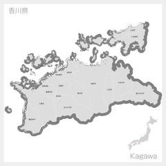 Obraz premium 筆で描いた香川県