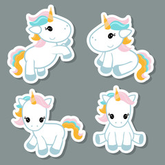 Set of unicorn stickers