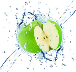 Apple splash water isolated