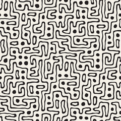 Seamless pattern with maze lines. Monochrome abstract background. Vector hand drawn labyrinth.