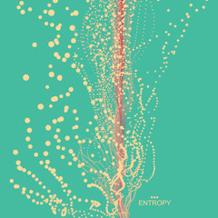 Array with dynamic emitted particles. Water splash imitation. Abstract background. Vector illustration.