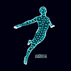 Fototapeta na wymiar Leadership concept. Jumping man. Emblem for sport championship. Vector illustration.