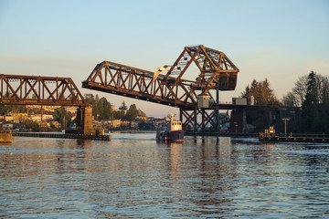 Passing under the Salmon Bay Bridge