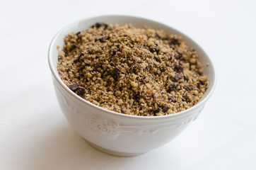 Crushed walnut with chocolate