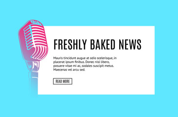 Vector gradient retro microphone illustration with place for text