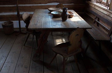 Room with table on the old weekend cottage