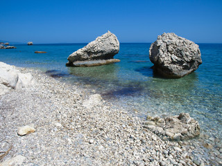 Kefalonia island, Greece. Beautiful view of Mirtos bay and b