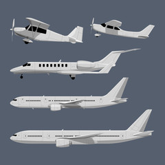 Vector illustrations of airplanes in cartoon style